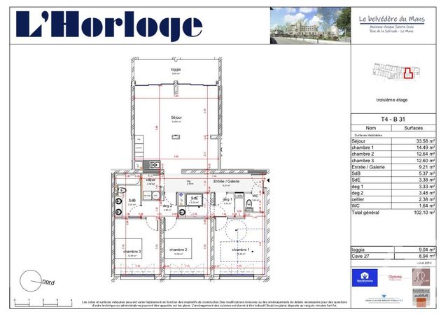 Appartement T4 à vendre - 4 pièces - 101.95 m2 - LE MANS - 72 - PAYS-DE-LOIRE - Century 21 Harmony