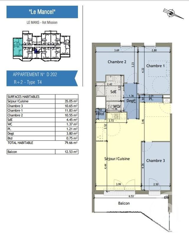 Appartement F3 à vendre LE MANS