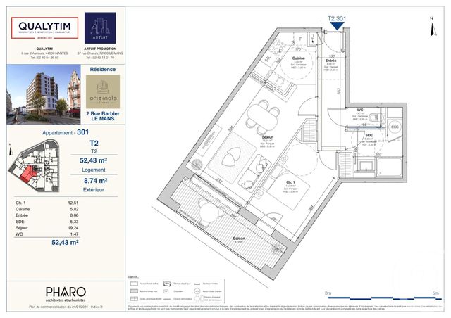 Afficher la photo en grand Appartement F2 à vendre - 2 pièces - 52.43 m2 - LE MANS - 72 - PAYS-DE-LOIRE - Century 21 Harmony