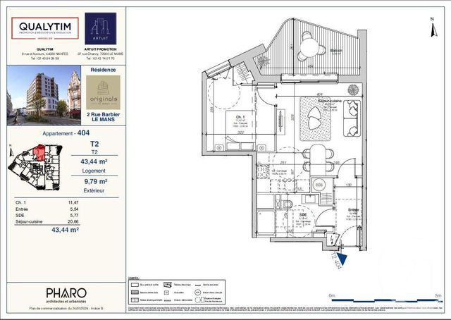 Appartement F2 à vendre - 2 pièces - 43.44 m2 - LE MANS - 72 - PAYS-DE-LOIRE - Century 21 Harmony