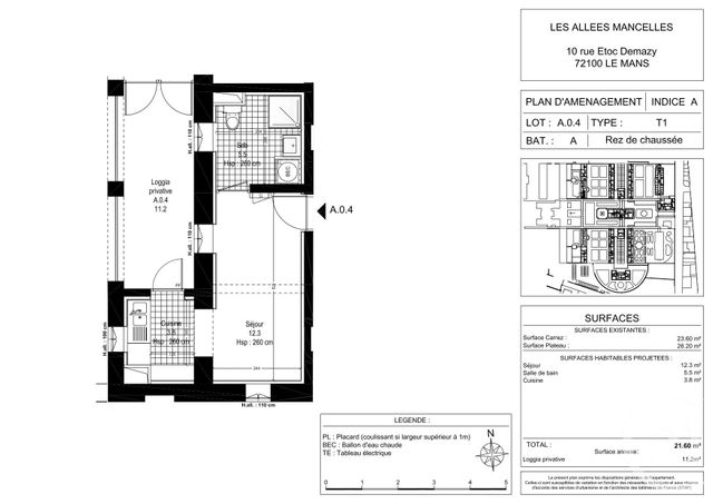 Appartement F1 à louer - 1 pièce - 21.79 m2 - LE MANS - 72 - PAYS-DE-LOIRE - Century 21 Harmony