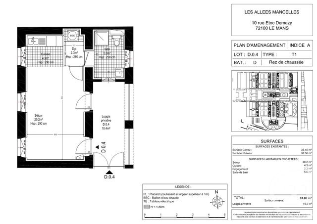 Appartement F1 à louer - 1 pièce - 31.39 m2 - LE MANS - 72 - PAYS-DE-LOIRE - Century 21 Harmony