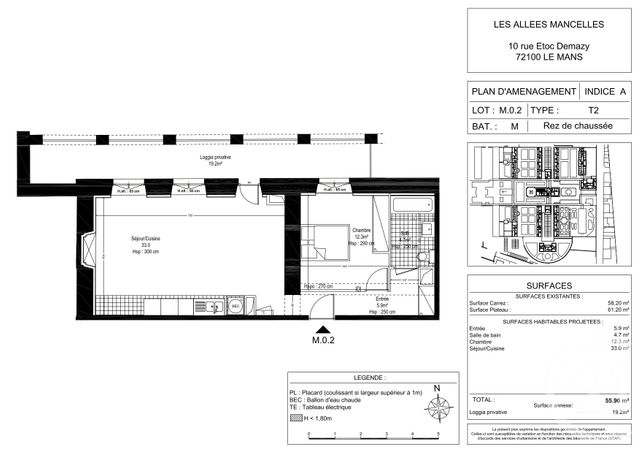 Appartement F2 à louer - 2 pièces - 57.05 m2 - LE MANS - 72 - PAYS-DE-LOIRE - Century 21 Harmony