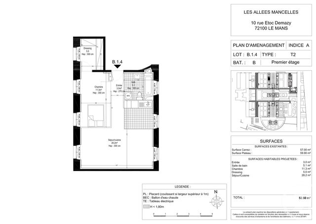 Appartement F2 à louer - 2 pièces - 52.26 m2 - LE MANS - 72 - PAYS-DE-LOIRE - Century 21 Harmony